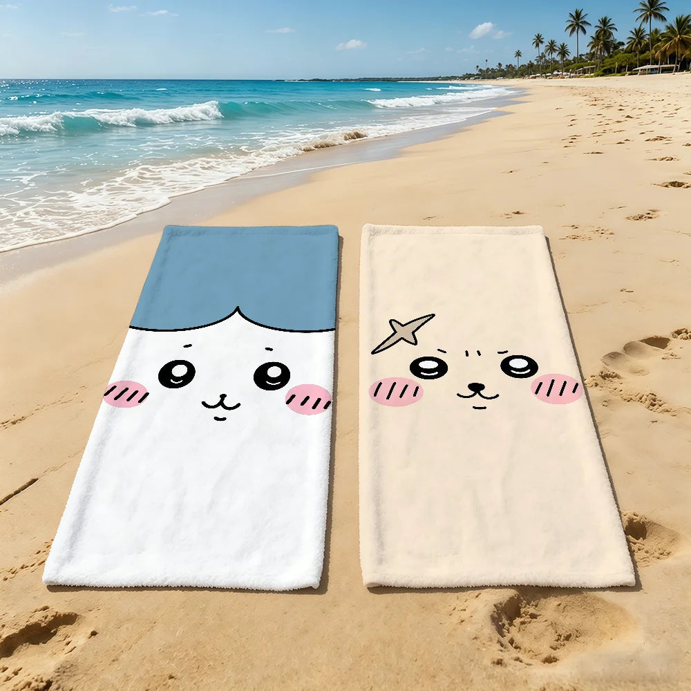 Face Cute C-Chiikawa-ES Towel For Outdoor Camping Beach Towel Super Absorbent Quick-Drying Summer Towel